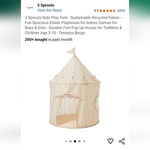 3 Sprouts Children's Play Tent Terrazzo Beige Qty 1